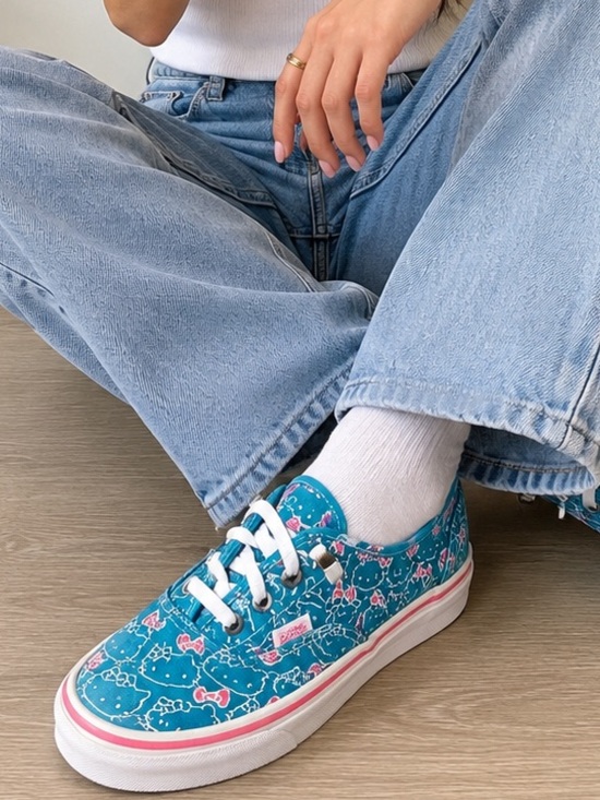 Vans Shoes - Vans x Hello Kitty Authentic Sneakers Women’s 6.5 Blue Pink Canvas Shoes